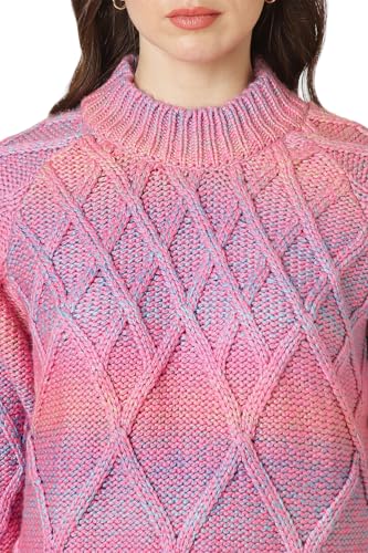Allen Solly Women Pink Print Round Neck Casual Sweater