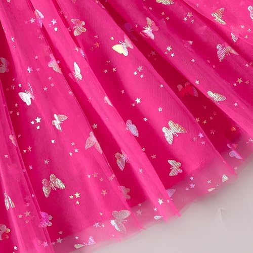 Hopscotch Girls Butterfly Applique Party Dress in Fuchsia Color for Age (4-5 Years)