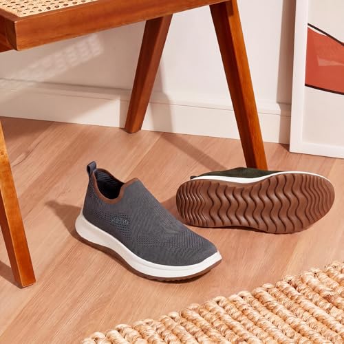 Yoho Men's Walking Shoes Esteem | Lightweight, Extra Soft Cushioned Insole Slip Ons with Shock Absorbing Sole | Casual without Lace Sneakers for All day wear, Running and Jogging | Monsoon Grey - UK 11