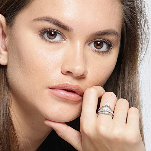 Young & Forever Gift Mesmerizing Contemporary Silver Plated Cubic Zirconia Embellished Statement Cocktail Fashion Ring for Women/Girls Jewelry