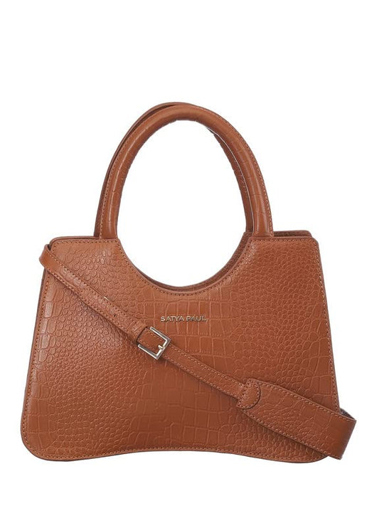 Satya Paul Brown Caramel Leather Tote Hand Bag for Women