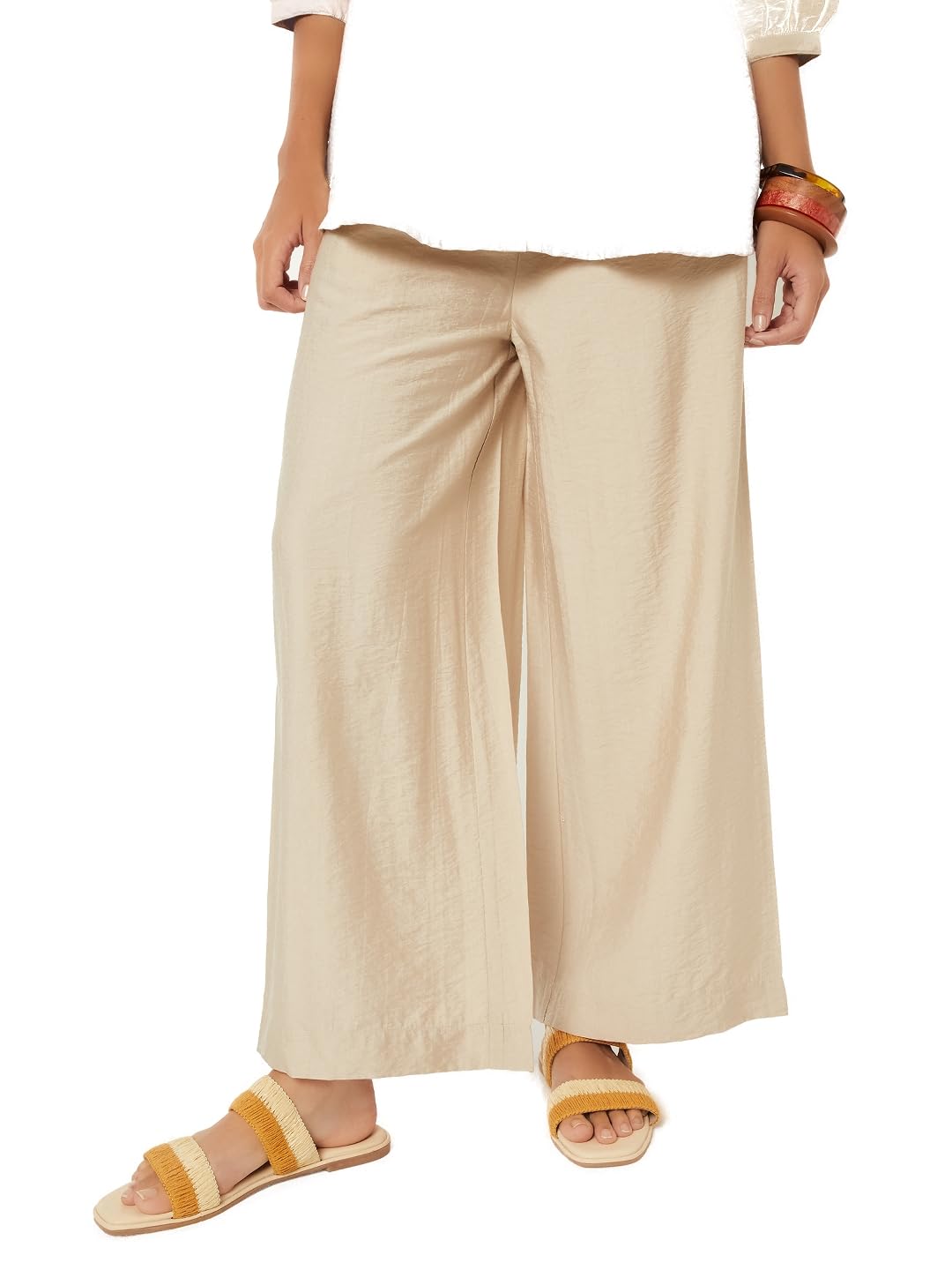 Max Women Solid Palazzo (Beige_XL)