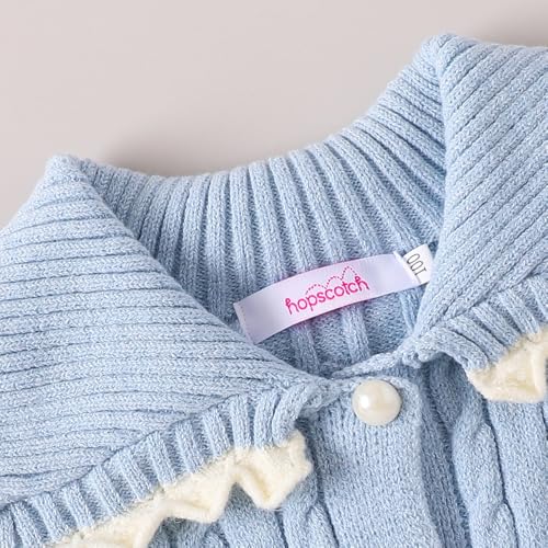 Hopscotch Girls Full Sleeves Blue 2-Pc Cable Knit Skirt Set (18-24 Months)