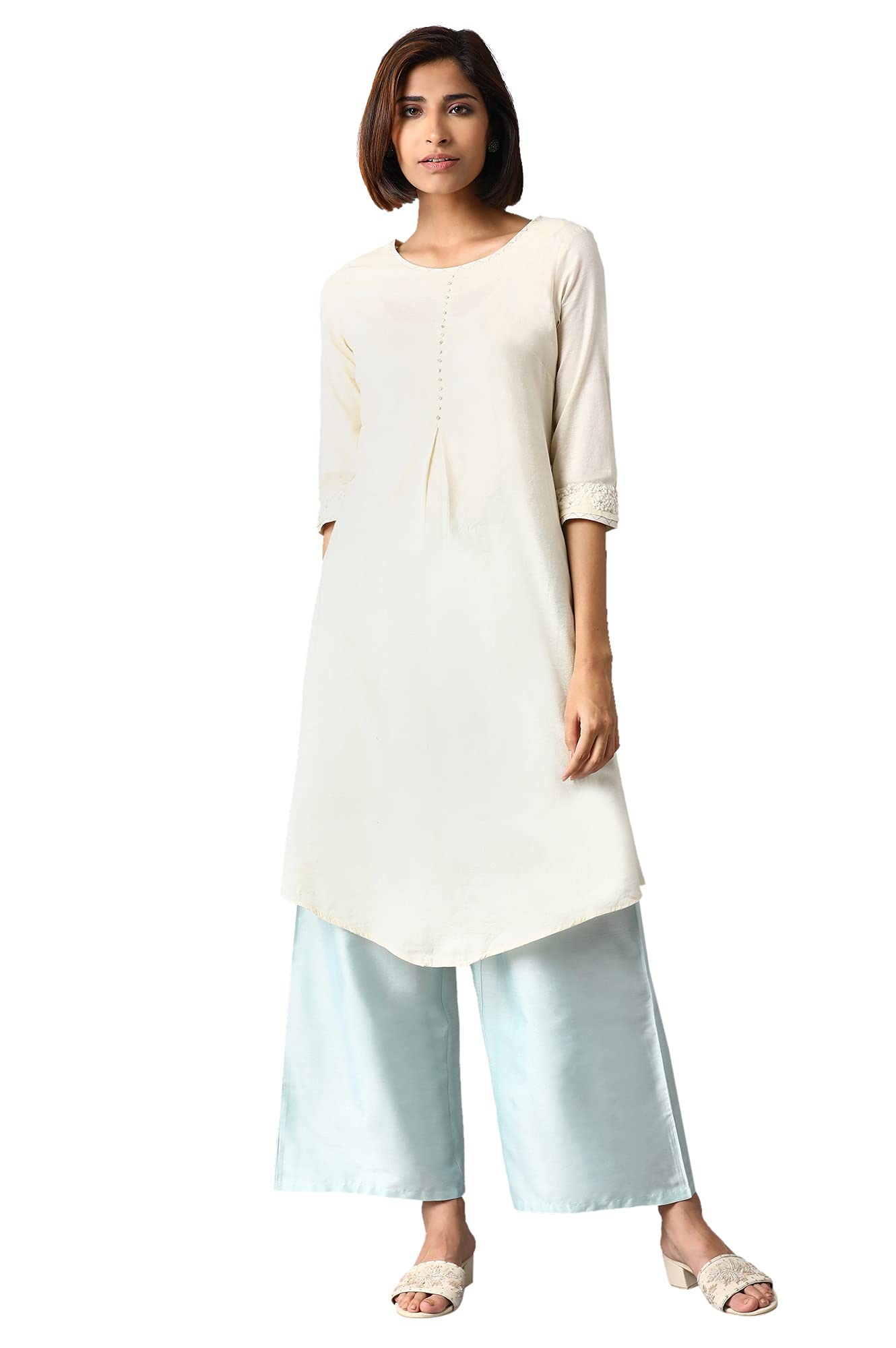 W for Woman W Strechable Parallel Pants for Women | Trousers for Women Blue