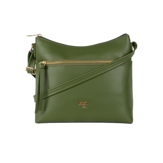 Baggit Women's Tilling Green Medium Sling Bag | Ladies Stylish Casual Cross Body Purse Handbag | Faux Leather | 6-Month Warranty | Cruelty-Free Material | Made in India
