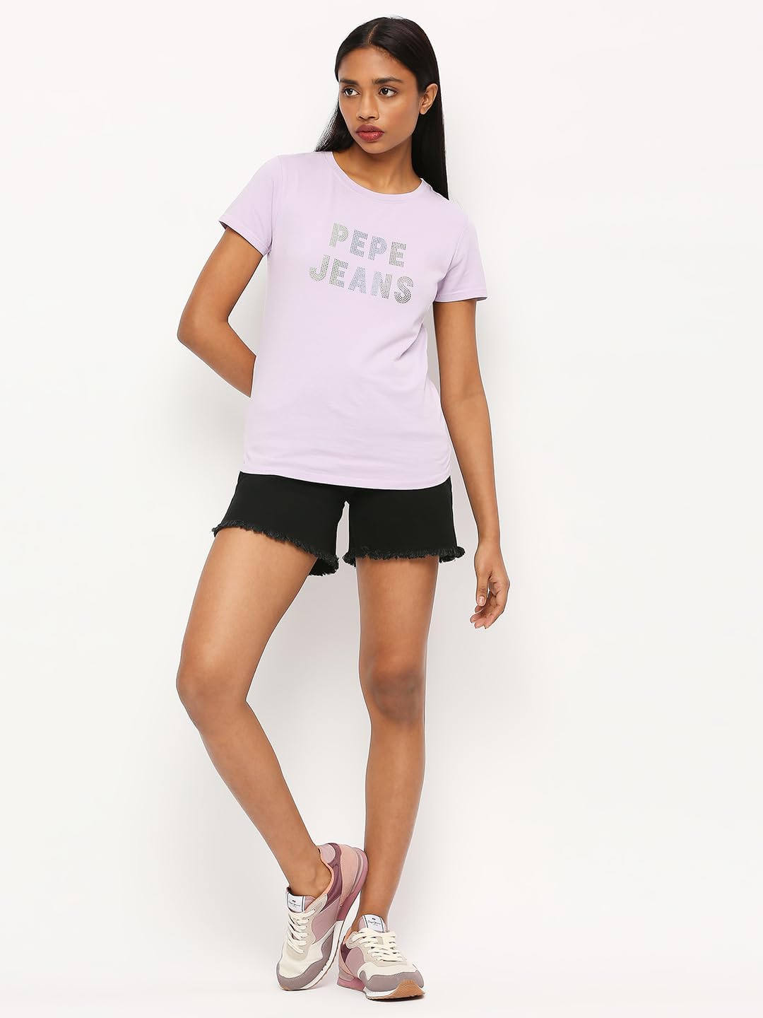 Pepe Jeans Women's Regular Fit Embellished T-Shirts