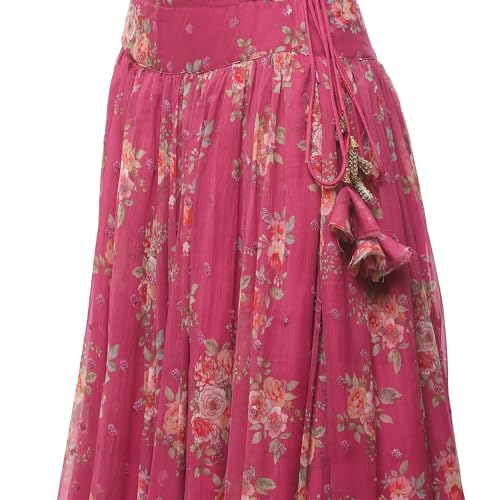 BIBA Women Polyester Printed Lehenga Set (SKDASSORTED9076AW23PNK_Pink_XL)