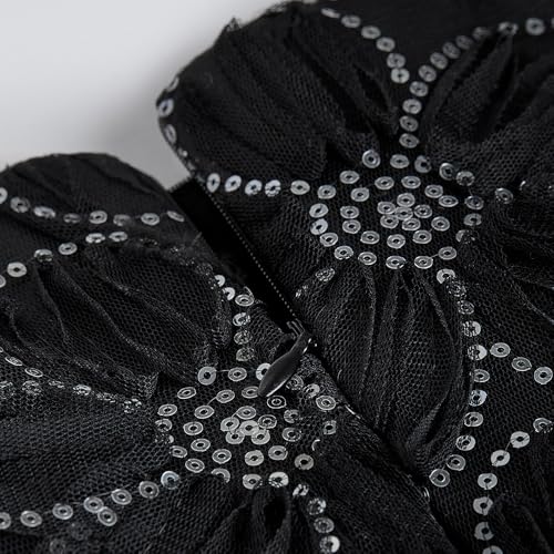 Hopscotch Girls Black Sleeveless Sequined Floral Party Dress for Age (4-5 Years)