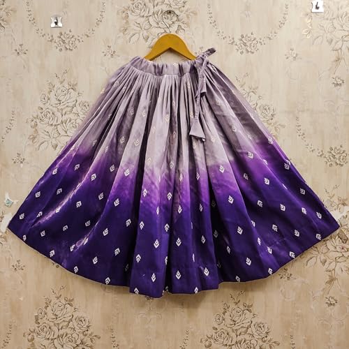 Tejam Kids Girls Latest Tie-Dye Printed Stylish Sleeveless Crop Top With Flared Lehenga Set- Fancy Lehenga Choli For Girls 2 To 8 Years (Jambli, 2-3 Years)