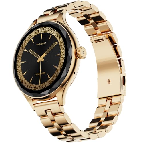 Fire-Boltt Phoenix Aura Women Smart Watch with 1.26” Diamond-Cut HD Display, Rotating Crown, Wireless Charging, Bluetooth Calling, Voice Assistant, 120+ Sports Modes - Regal Gold
