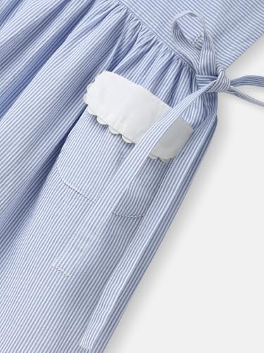 Nautinati Girls' Cotton Peterpan Collar Dress with Front Pockets and Cat Patches