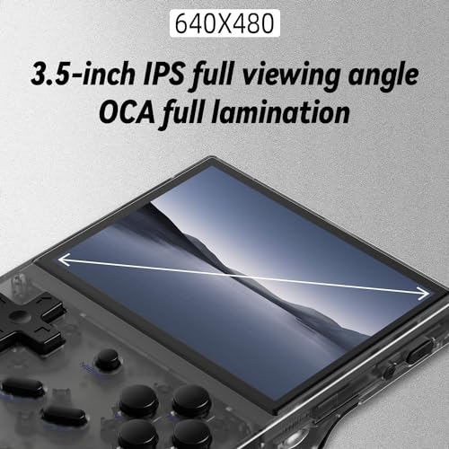 New World RG35XX Handheld Game Console Support HDMI and TV Output 3.5 Inch IPS Screen 64G TF Card 6800+ Classic Games Capacity 2600mAh Battery Anbe-rnic Black