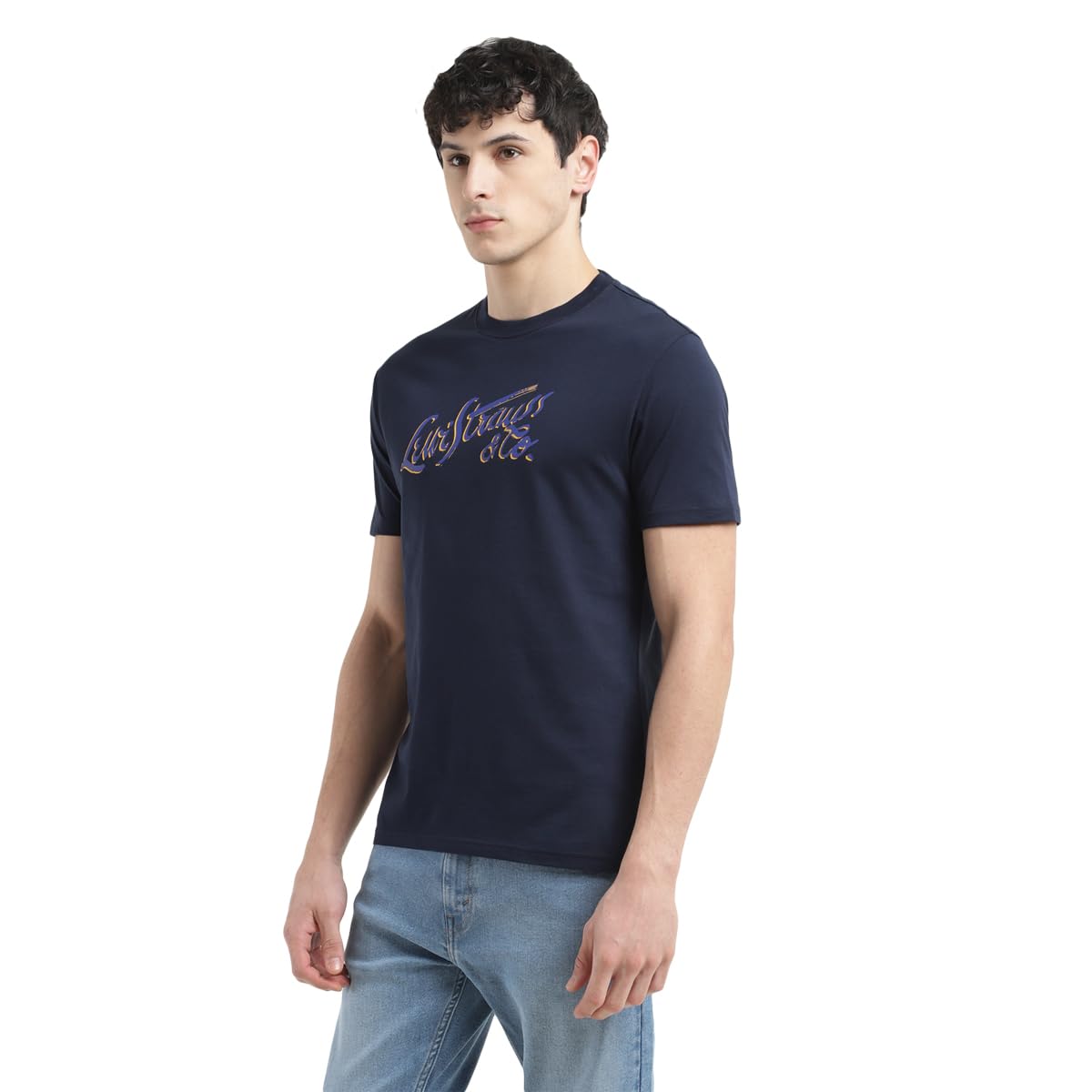 Levi's Men's Crew Neck Regular Fit Brand Logo T-Shirts Navy