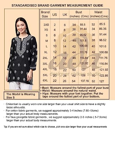 Ada Hand Embroidered Lucknowi Chikankari Kota Top Tunic Kurti with Slip for Women & Girls A911180 Green (XL)