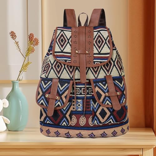 ECOMISTIQ®Women Ethnic Pattern Backpack Bag Travel Daypack for Camping Shopping Street Style D|Clothing, Shoes & Accessories|Womens Handbags & Bags