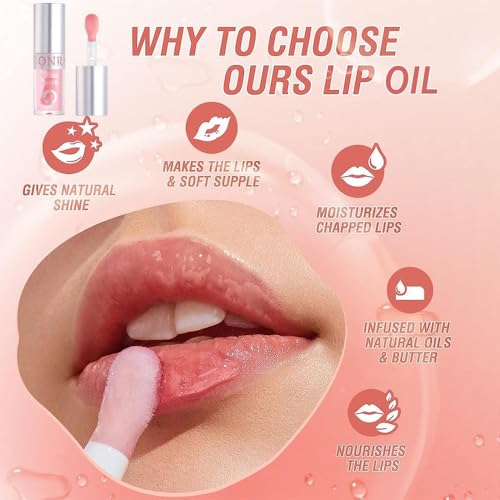 My Colors 3 Pcs Moisturizing Lip Oil Set, Hydrating Lip Glow Oil Moisturizing Lip Oil Gloss Transparent No Sticky Lip Gloss Lip Balm Lip Care for Women Girls - A, 4g
