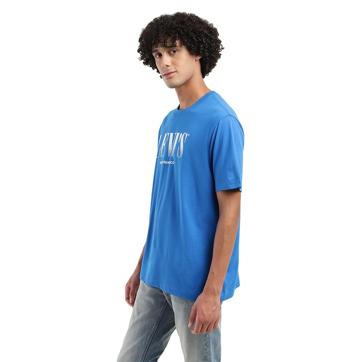 Levi's Men's Geometric Oversized Fit T-Shirt (A7970-0053_Blue