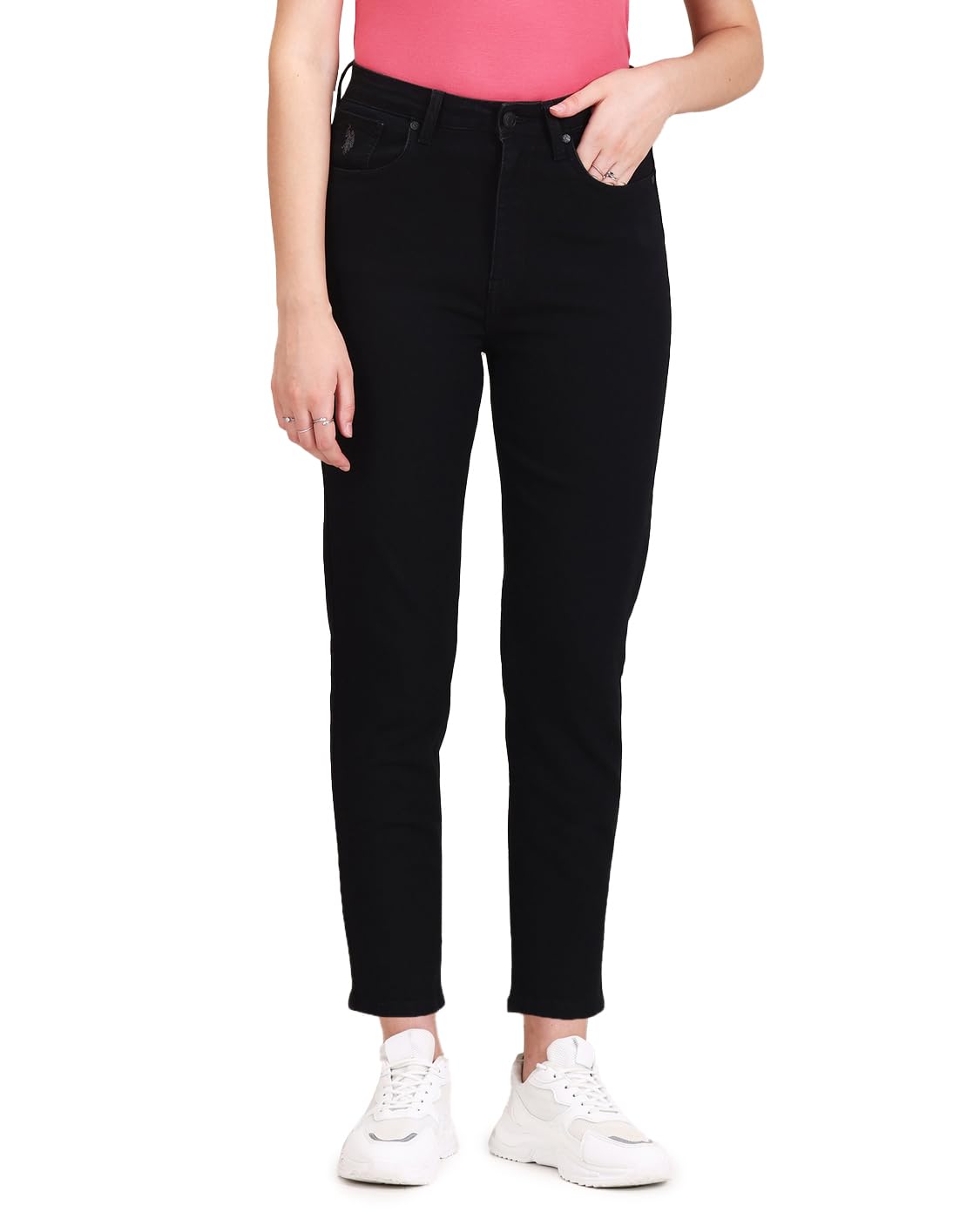 U.S. POLO ASSN. Women's High Rise Slim Fit Jeans (UWSS23JN024_Black_36)