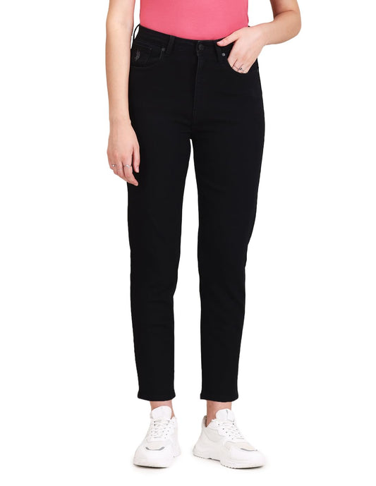U.S. POLO ASSN. Women's High Rise Slim Fit Jeans (UWSS23JN024_Black_36)
