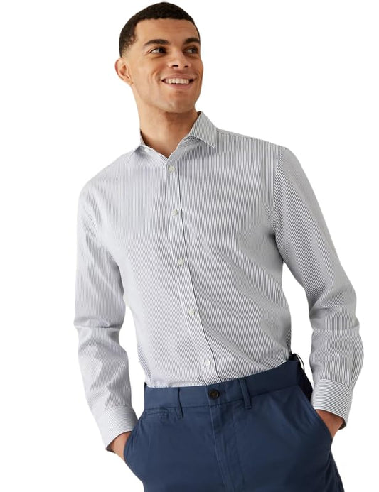 Marks & Spencer Men's Regular Fit Shirt (Mix Navy)
