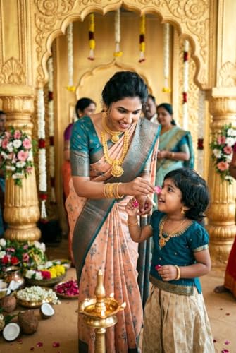 SREE KUMARAN Women's Kanchipuram Kubera Silk Pure Pattu Sarees With Blouse (VSK325-12)