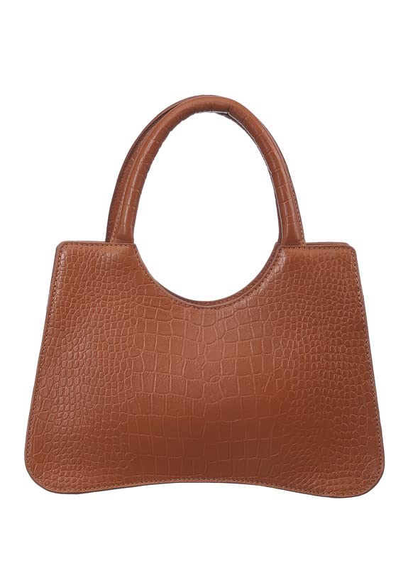 Satya Paul Brown Caramel Leather Tote Hand Bag for Women