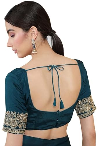 Soch Women Turquoise Solid Saree