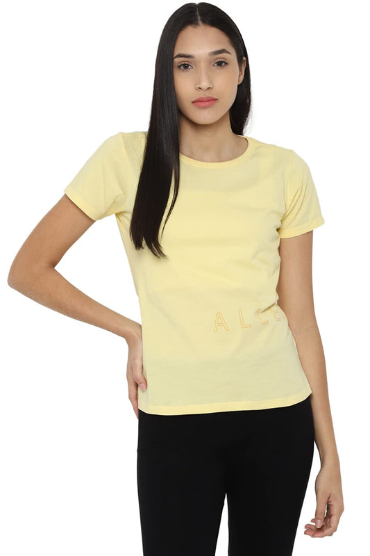 Allen Solly Women's Regular Fit T-Shirts (AHKCCRGF053833_Yellow