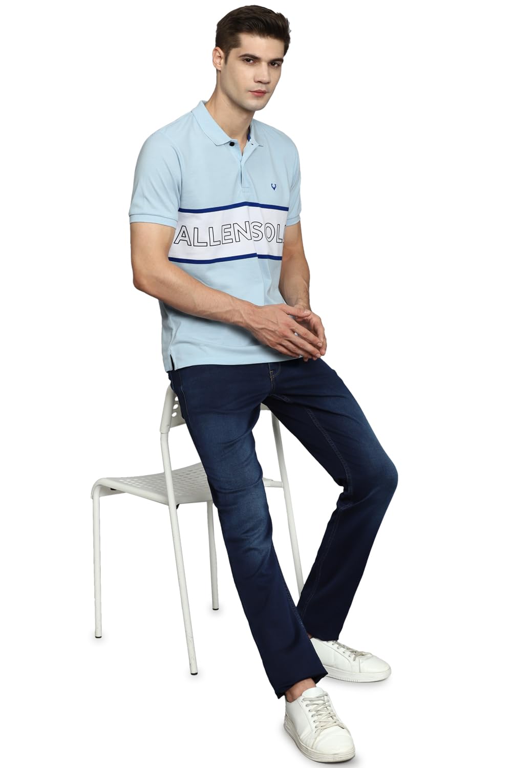 Allen Solly Men's Regular Fit T-Shirt (ASKPCURGF454358_Blue L)