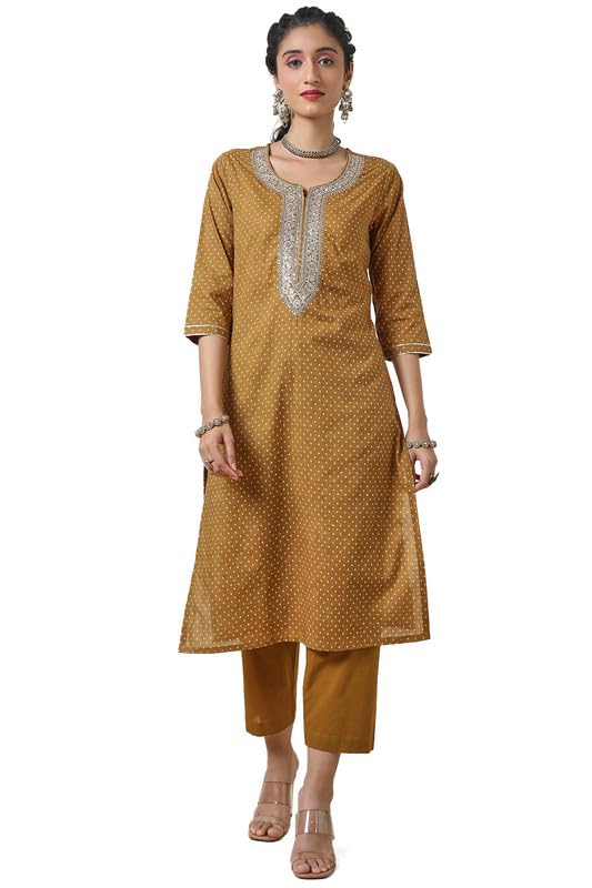 Soch Women's Cotton Salwar Suit (EWA4CD20983A_Mustard