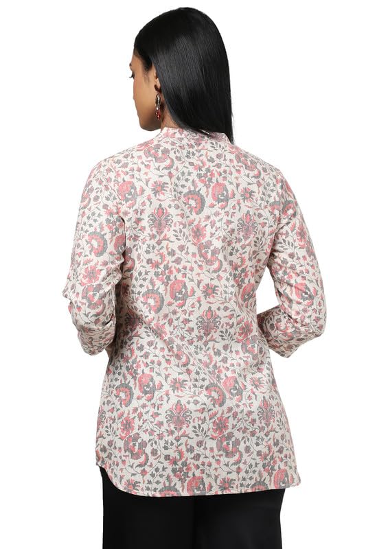 Soch Womens Beige Linen Floral Print Tunic