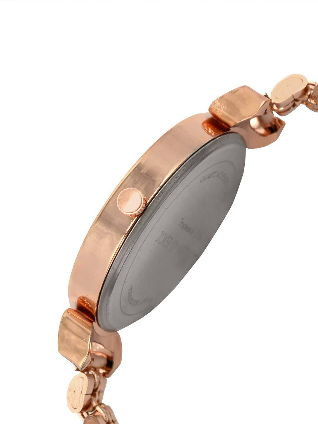 Joker & Witch Stainless Steel French Rose Analogue Watch Bracelet Stack For Women, White Dial, Rose Gold Band