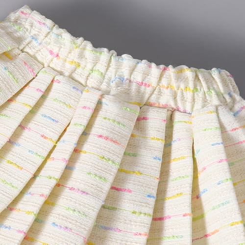 Hopscotch Girls Full Sleeves Beige 2-Pc Fringe Detail Tweed Skirt Set For Ages (18-24 Months)