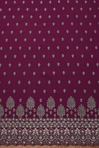 Soch Womens Wine Crepe Embroidered Unstitched Dress Material With Sequins