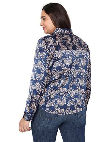 Vero Moda Curve Women's Floral Relaxed Fit Shirt (292063101-Navy Peony_Navy M)