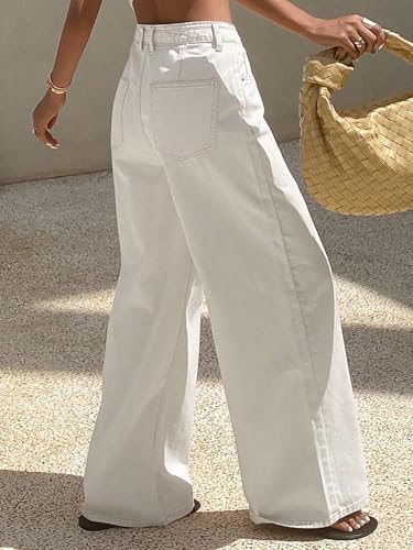 TOPLOT Jeans for Women || Women High Rise || Wide Leg Pants || Straight fit Jeans for Woman (Straight-Jeans-5204-Off White-28)