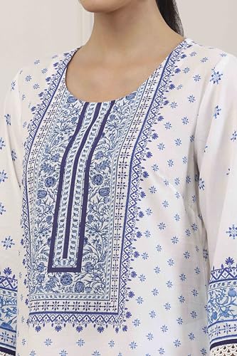Biba Women Blue Cotton Straight Kurta_38