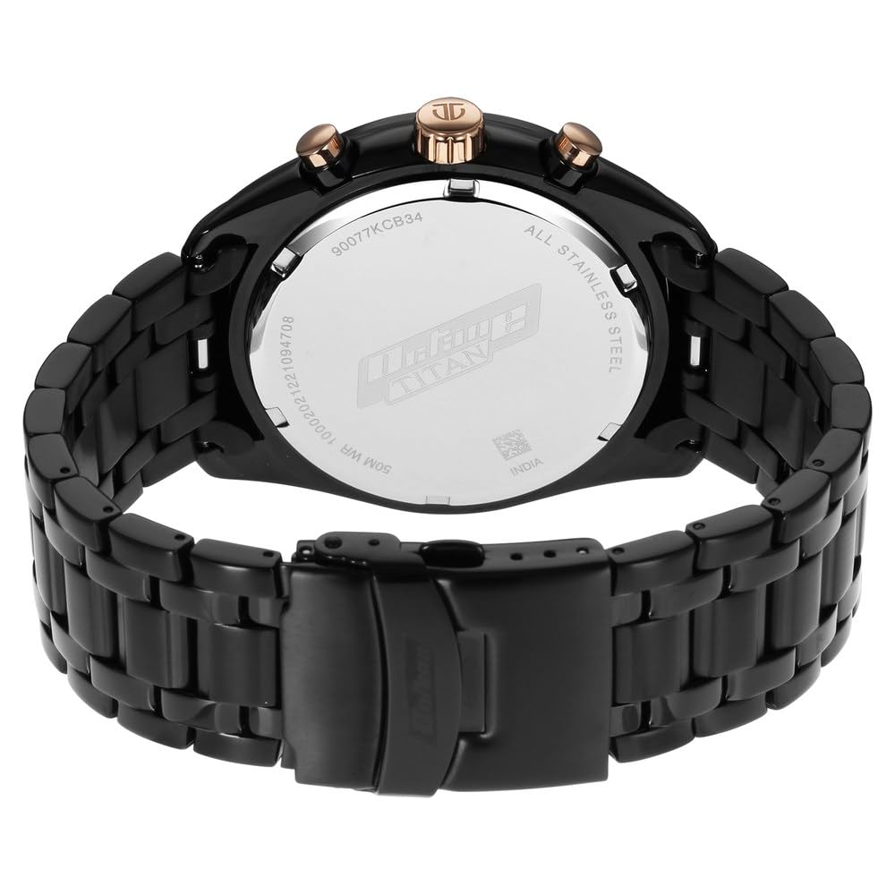 Titan Octane Quartz Chronograph Black Dial Black Stainless Steel Strap Watch for Men - NT90077KM04