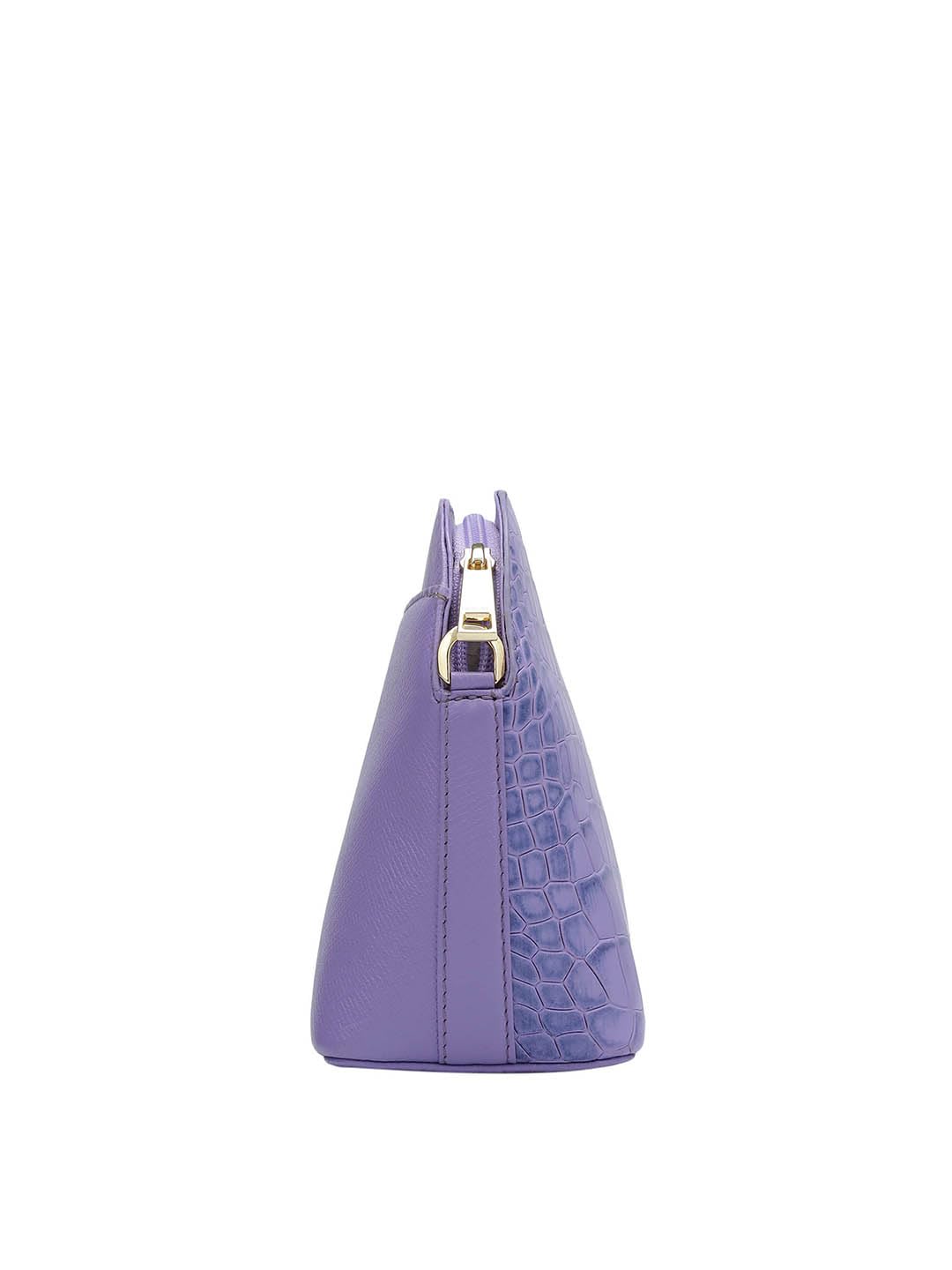 Da Milano Genuine Leather Purple Sling Bag (01524) (Small)