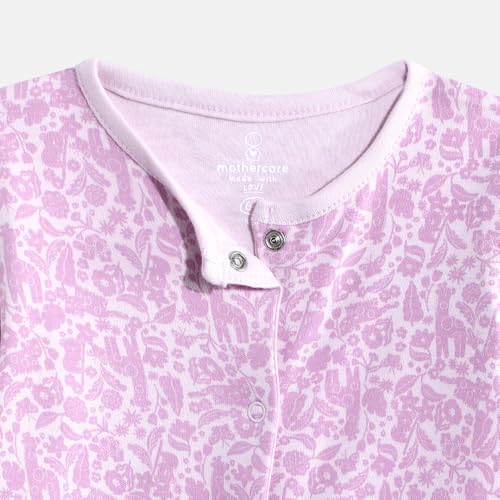 Mothercare Girls Printed Full Sleeves Sleepsuit - Purple