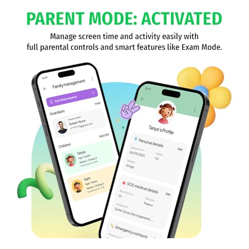 Noise Junior Champ 3 Smart Watch for Kids | 3-in-1 Look with 2 Switchable Bumpers, in-Built Learning Hub, Habit Builder, Exam & School Mode, SOS, 100+ Cloud Faces, Parental Control (Black Blaze)