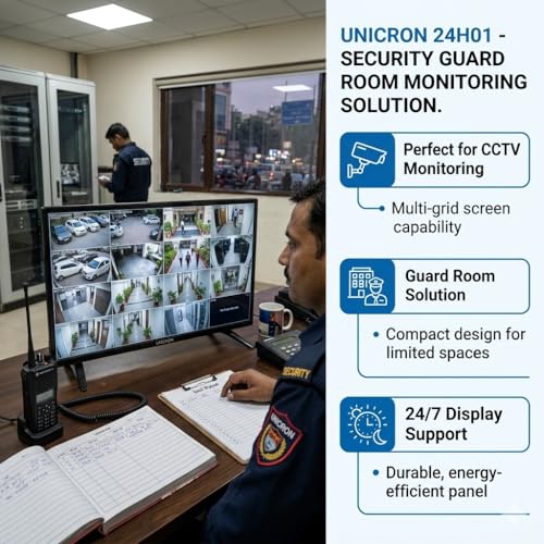 UNICRON 24 Inch Non Smart LED TV with 30W Sound Output, Slim Design Clear HD Display with HDMI & USB Ports, Ideal for Security, Office, Gaming & CCTV Monitoring