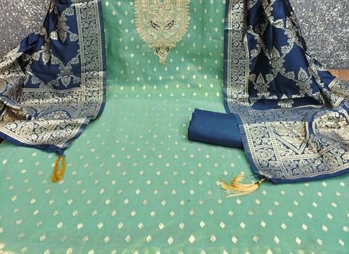 Leeli Peeri Designer Women's Simmer Silk Embroidery Work Unstitched Salwar Suit Dress Material