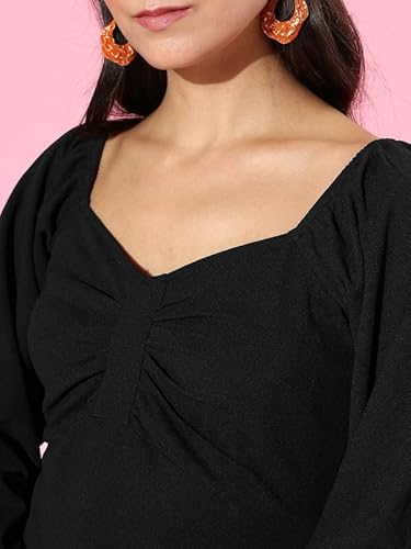 Sassafras Women Black Sweetheart Neck Short Dress -XS