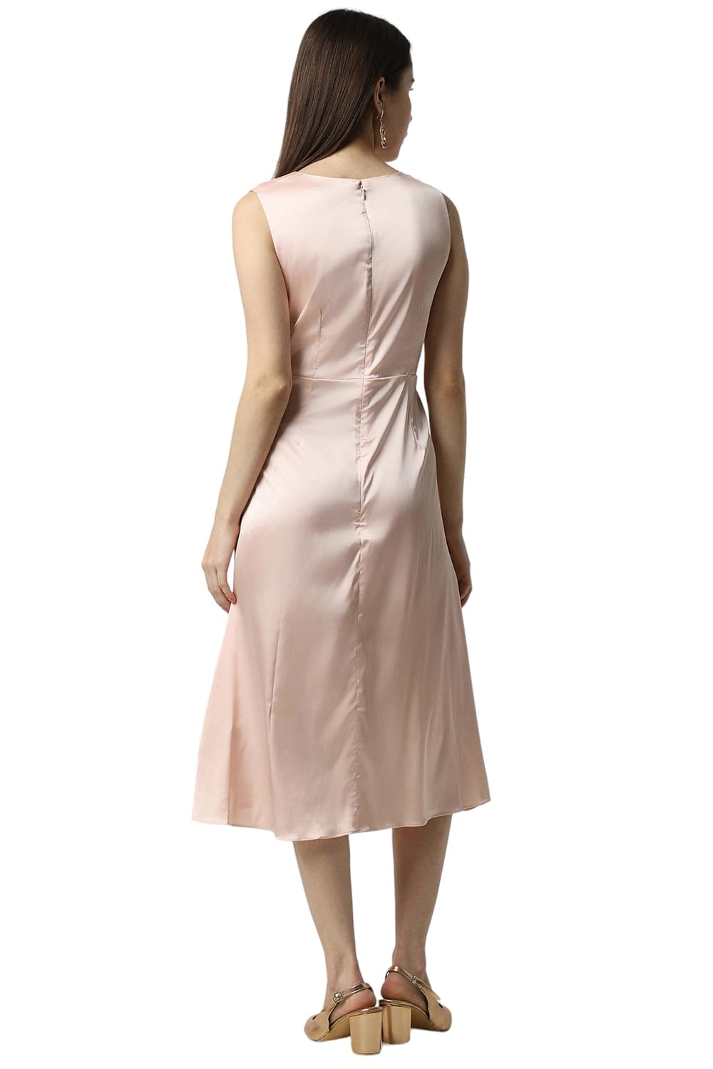 Van Heusen Women's Polyester Blend Asymmetrical Knee-Length Dress (VWDRERGHD97006_Pink