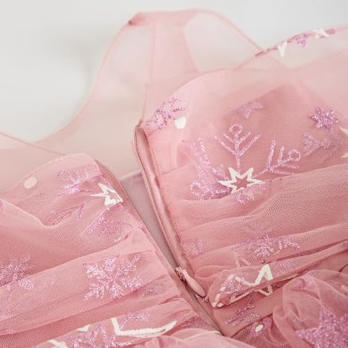 Hopscotch Girls Sleeveless All Over Print Peach Party Dresses for Age (3-4 Years)