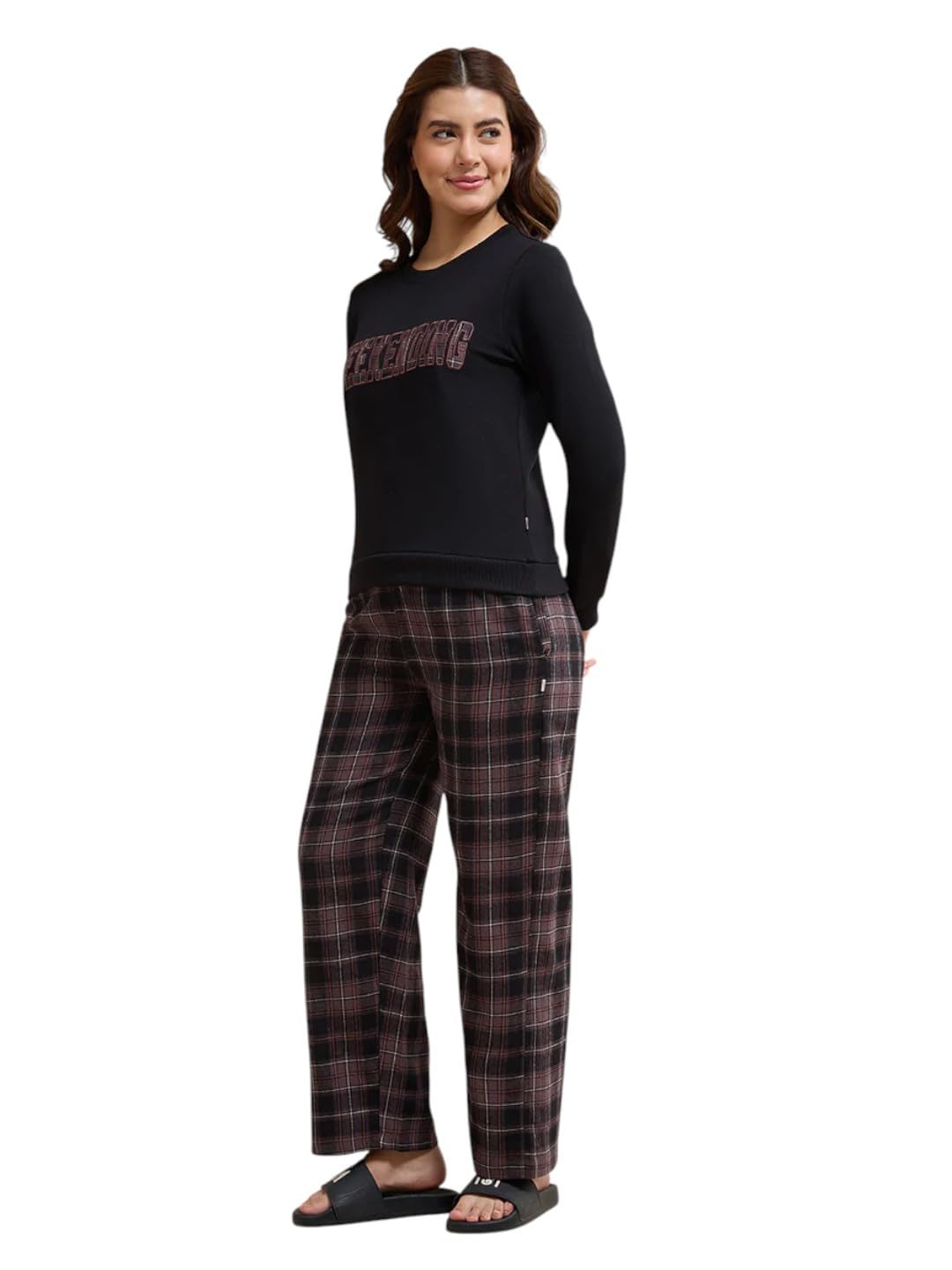 Amante Black Printed Pure Cotton Women Night Suit