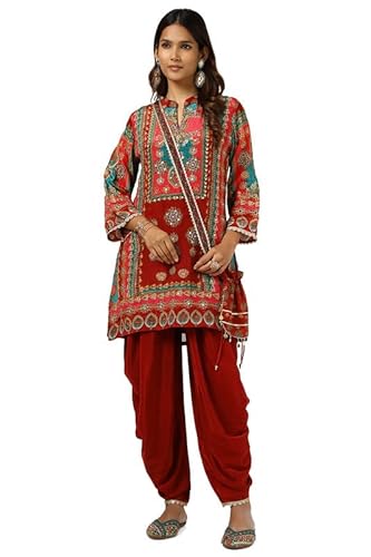 Soch Womens Maroon Viscose Crepe Ethnic Motifs Co-Ord Set With Sequins