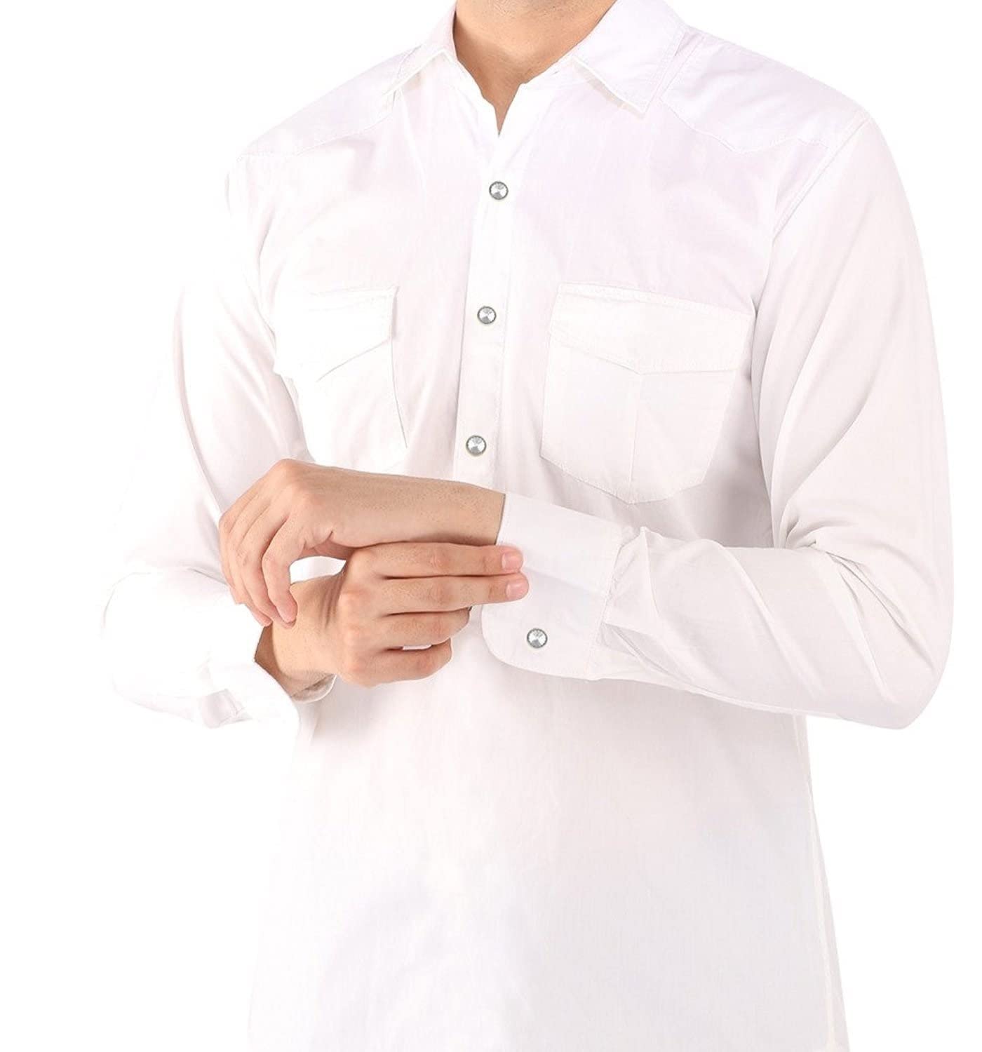 THANU'S CRAFT Stone Silver Plated Kurta Buttons Cufflinks Studs With Chain For Men and Women