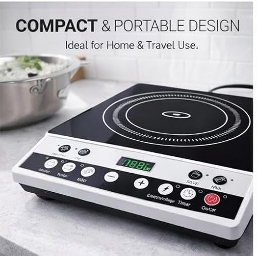 Induction Cooker 1963 | India's Smartest 2000W Cooktop | 7 Auto-Preset Cooking Modes | Military-Grade Crystal Glass | Surge-Safe Voltage Guard | LED Timer with Auto Cut-Off